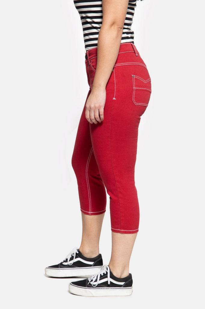 Queen Kerosin High Waist Slim Fit Capri Jeans «Betty» Zeitlich begrenztes Angebot