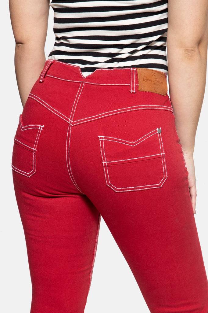 Queen Kerosin High Waist Slim Fit Capri Jeans «Betty» Zeitlich begrenztes Angebot