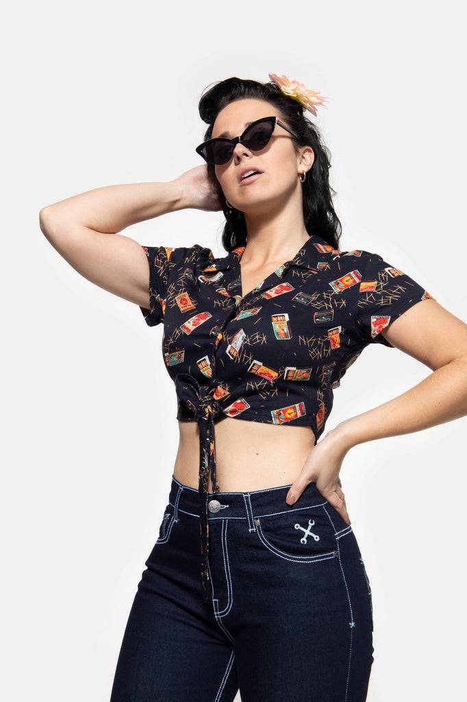 Queen Kerosin Knotenbluse Tägliche Deals