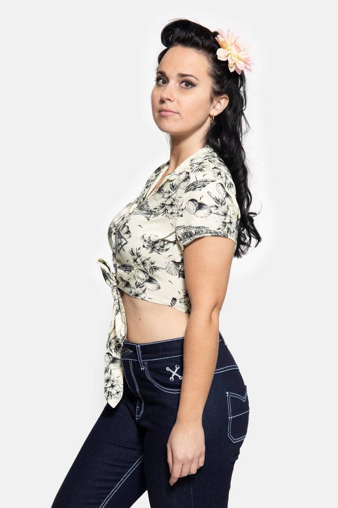 Queen Kerosin Knotenbluse Sonderangebote
