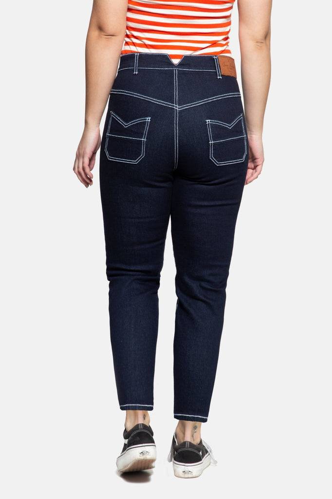 Queen Kerosin High Waist Slim Fit Jeans «Betty» Zeitbegrenzte Promotion