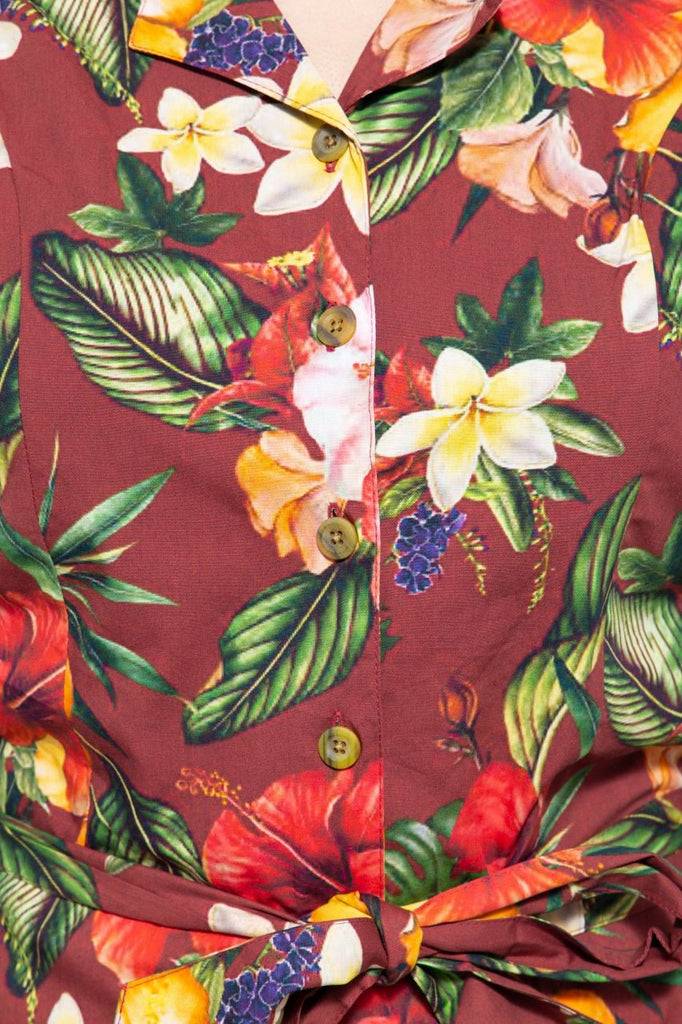 Queen Kerosin Vintage Jumpsuit mit tropischem All-Over-Muster Nur für heute