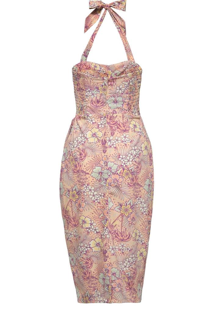 Queen Kerosin Bleistiftkleid in Wickel-Optik und mit tropischem All-Over-Muster Bis zu 55% Rabatt