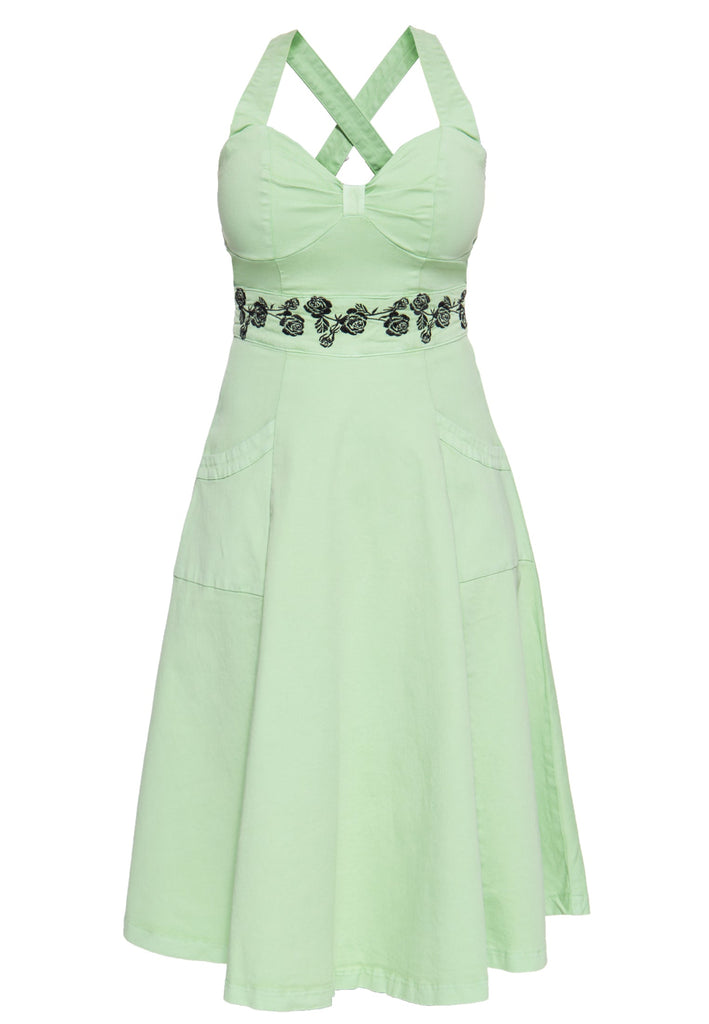 Queen Kerosin Vintage Swing-Kleid mit floraler Stickerei Discount Store für neue Produkte