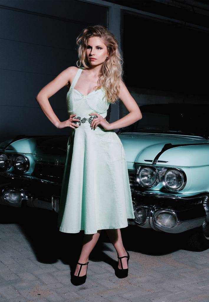 Queen Kerosin Vintage Swing-Kleid mit floraler Stickerei Discount Store für neue Produkte
