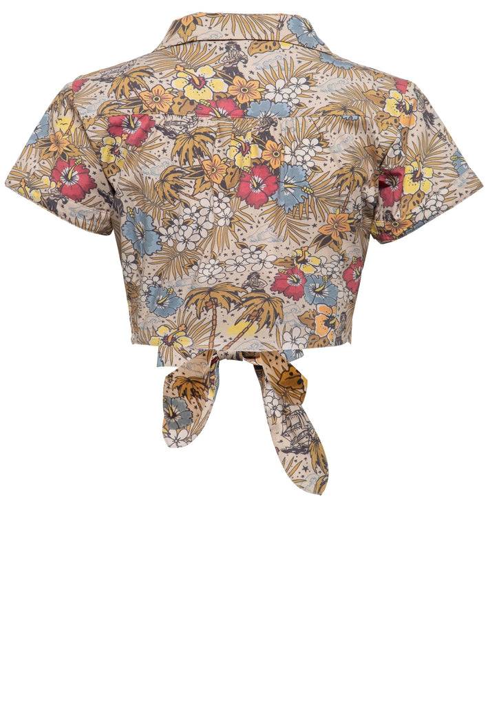 Queen Kerosin Bluse mit hawaiianischem Muster Super Rabatt