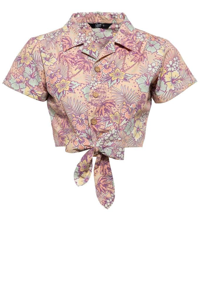 Queen Kerosin Bluse mit hawaiianischem Muster Super Rabatt