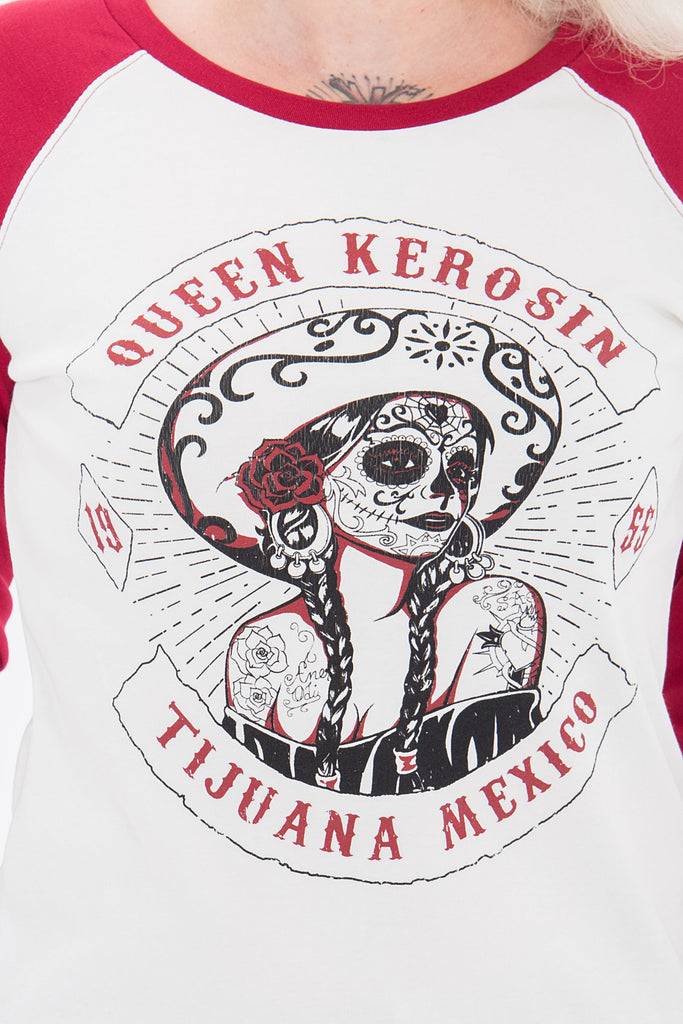 Queen Kerosin Sweater in Two-Tone Optik «Tijuana Mexico» Clearance-Verkauf