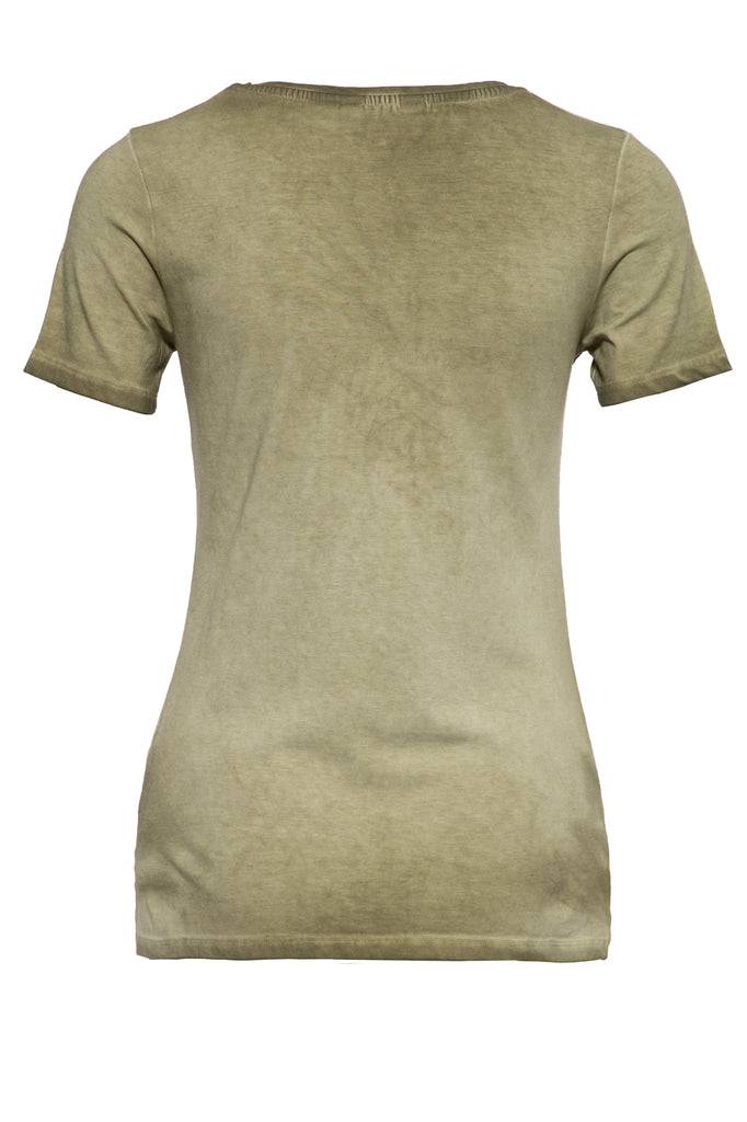 Queen Kerosin Slim Fit T-Shirt mit Retro-Print und Oilwash-Effekt «Velden Village 2020» Fabrikladen
