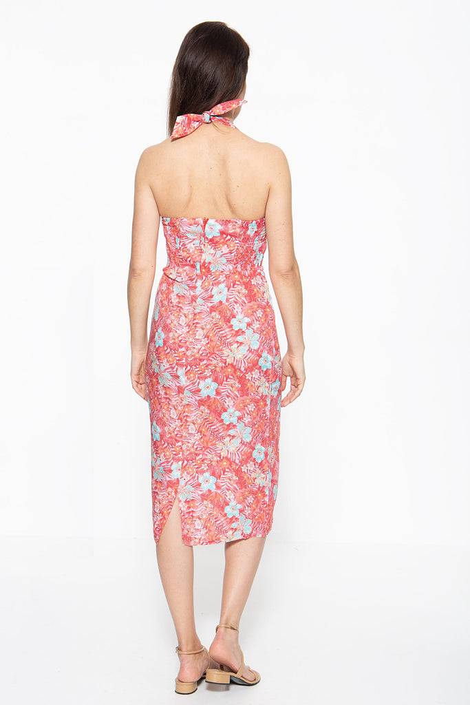 Queen Kerosin Sommerkleid mit tropischem Muster Im Verkauf