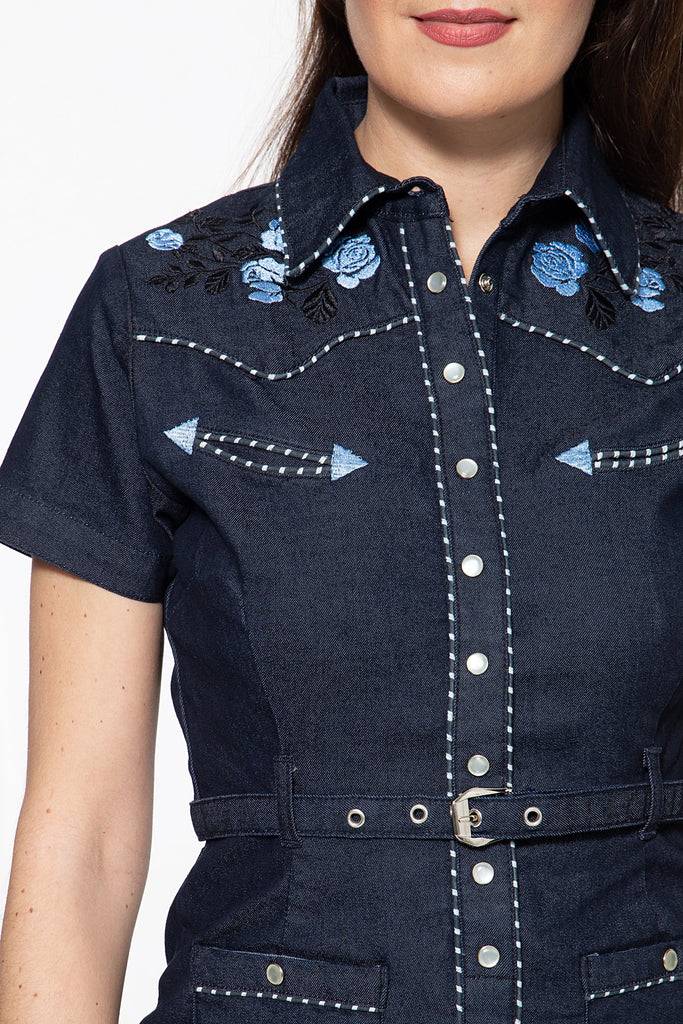 Queen Kerosin Jeanskleid im Westernchic zollfrei