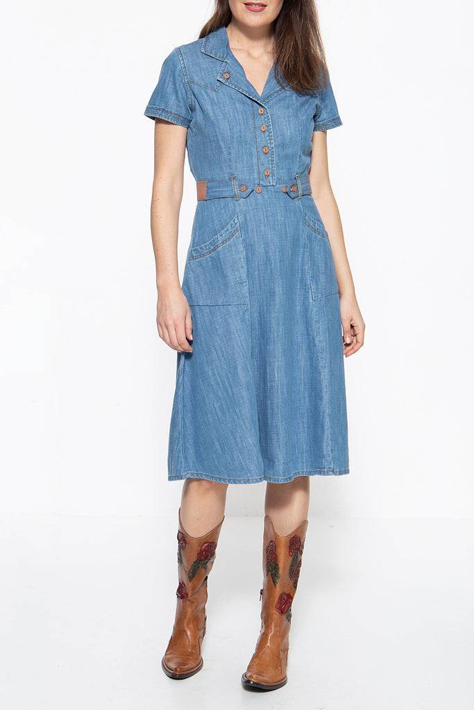 Queen Kerosin Denim Kleid im Westernlook 50% Rabatt für begrenzte Zeit