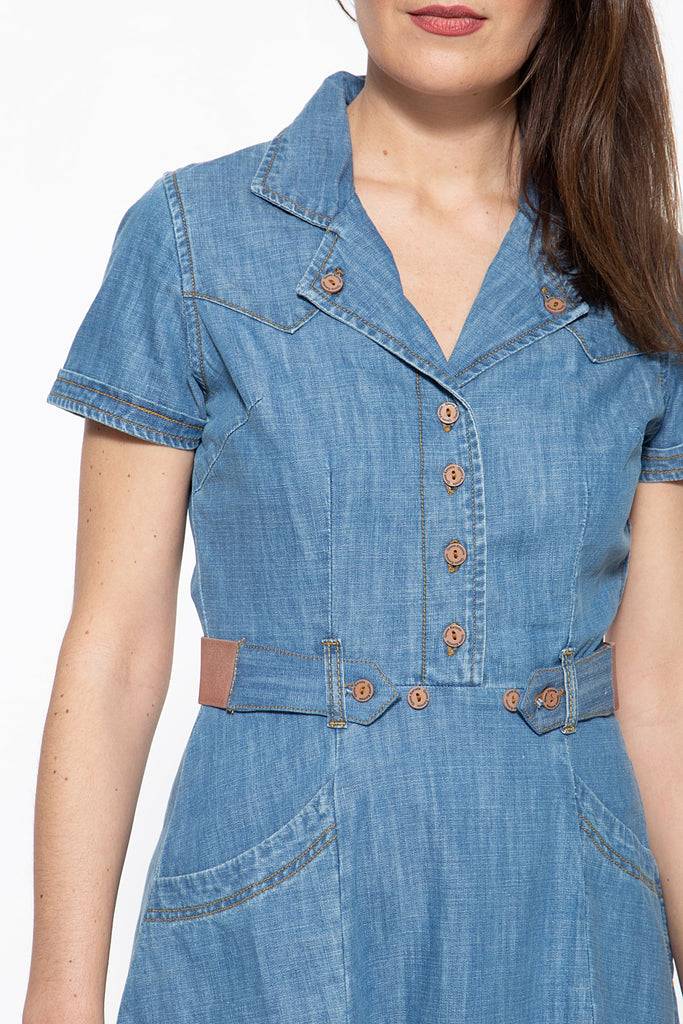 Queen Kerosin Denim Kleid im Westernlook 50% Rabatt für begrenzte Zeit