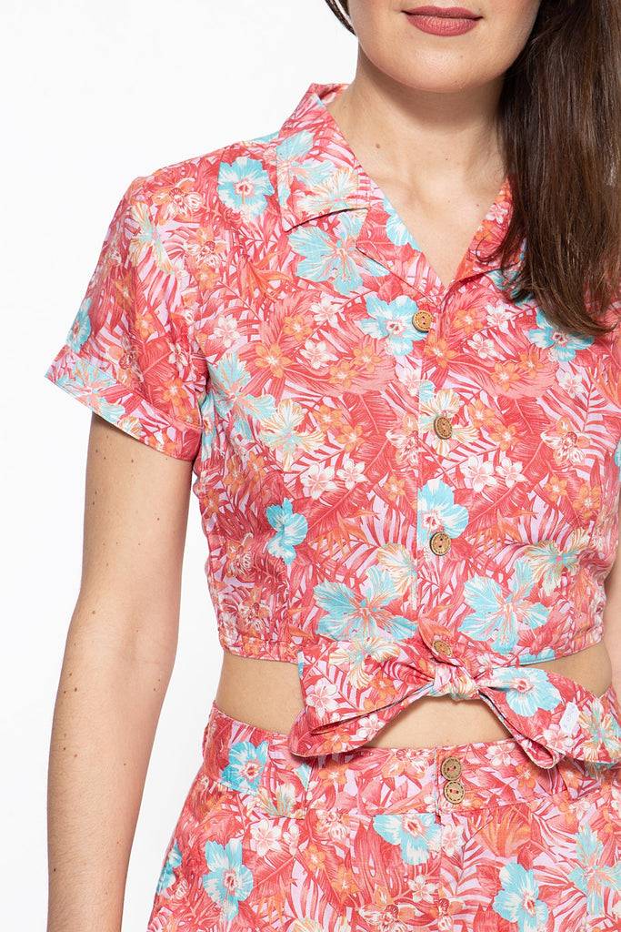Queen Kerosin Bluse mit tropischem Muster Rabatte dieses Monats