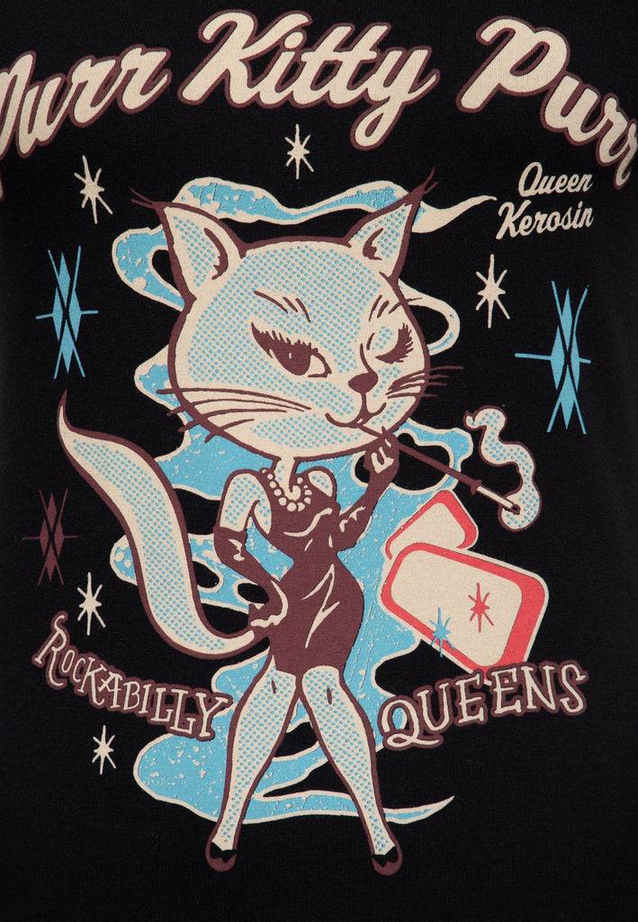 Queen Kerosin T-Shirt «Purr Kitty Purr» Günstiger Verkauf