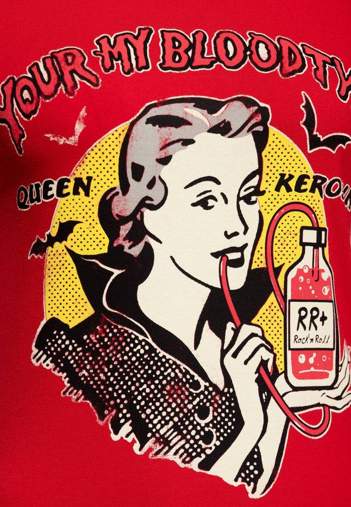 Queen Kerosin Print T-Shirt «You're my blood type» Fabrik Onlineshop