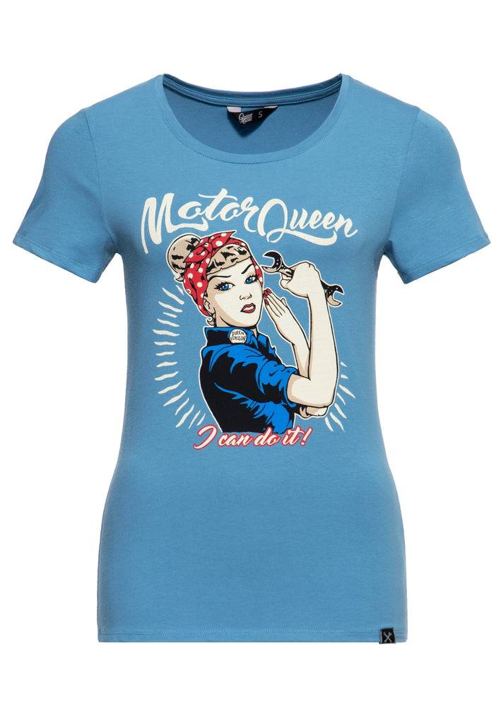 Queen Kerosin Print T-Shirt «Motor Queen I can do it» Sonderangebot