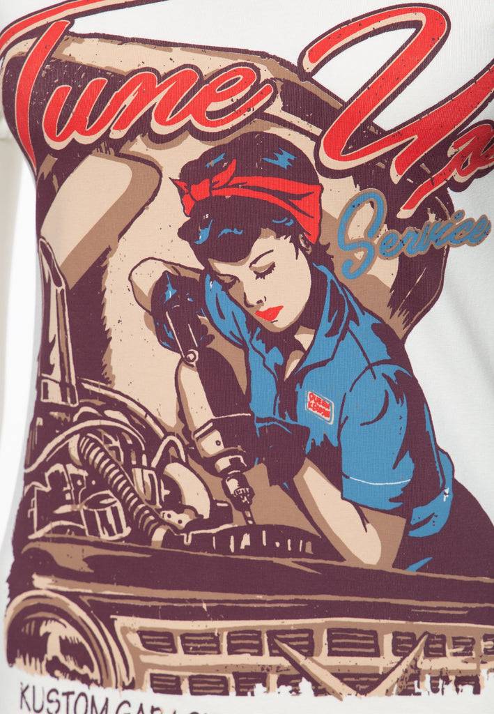 Queen Kerosin T-Shirt mit V-Ausschnitt «Tune Up» Rabatt