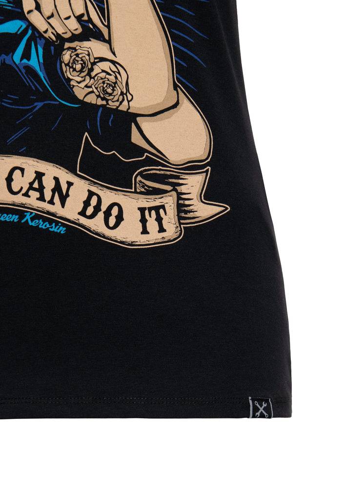 Queen Kerosin T-Shirt mit Retro-Print «We can do it» Günstig kaufen