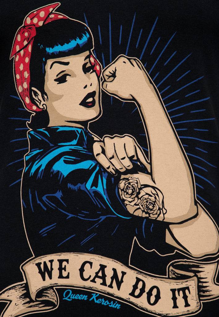 Queen Kerosin T-Shirt mit Retro-Print «We can do it» Günstig kaufen