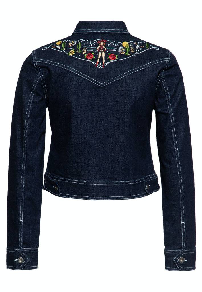 Queen Kerosin Denim Jeansjacke im Western-Style Flash Sale