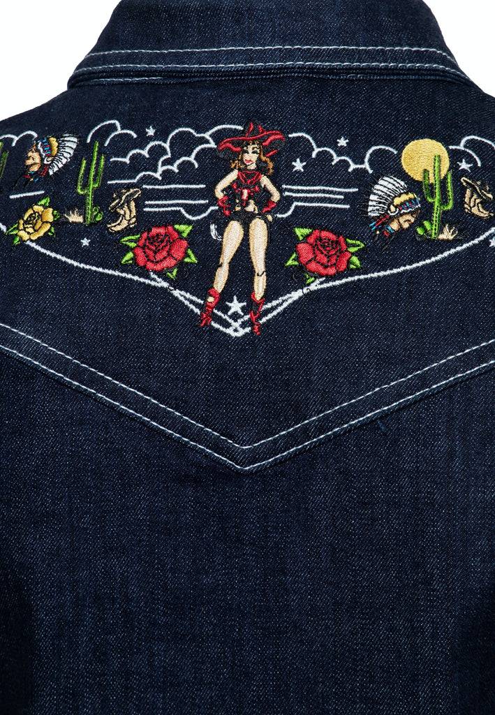 Queen Kerosin Denim Jeansjacke im Western-Style Flash Sale