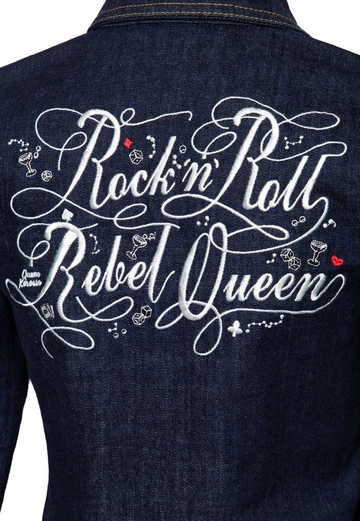 Queen Kerosin Denim Workwear Jacke «Rock'n'Roll Rebel Queen» Begrenztes Angebot