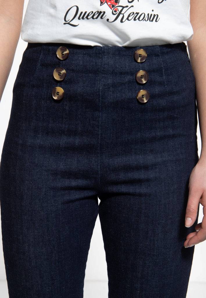 Queen Kerosin High Waist Capri Jeanshose Letzte 3 Tage