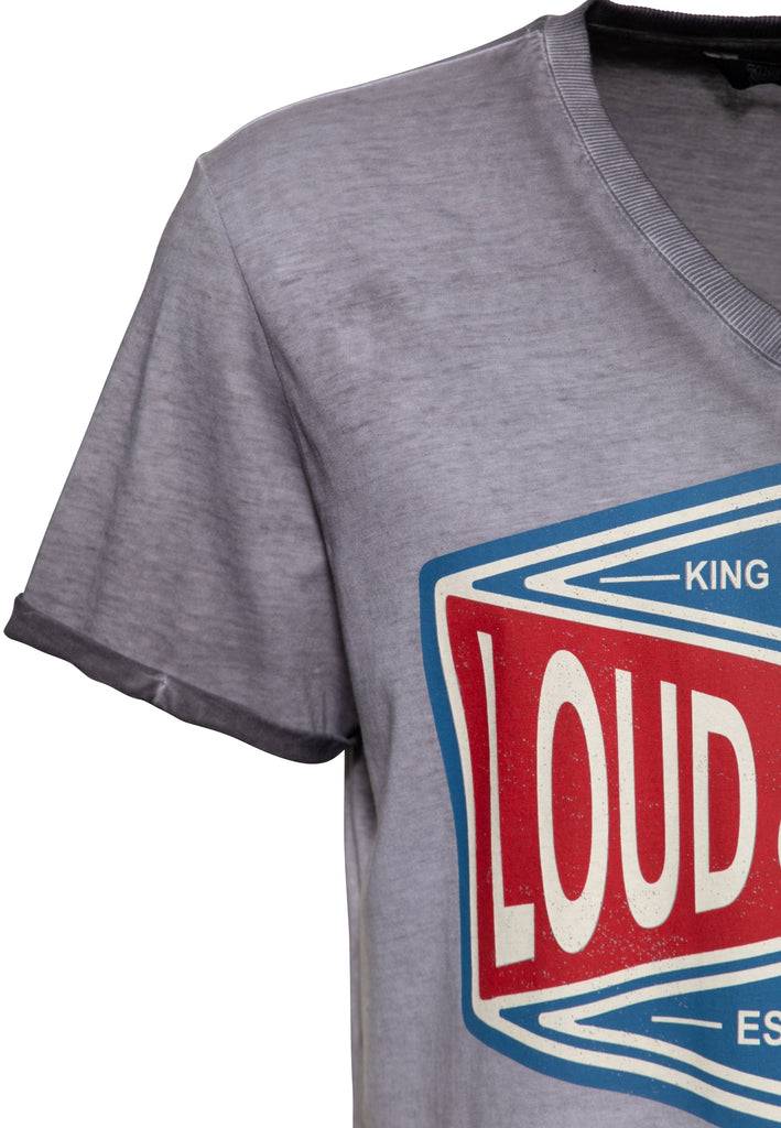Queen Kerosin Oilwash T-Shirt «Loud & Fast» Im Verkauf