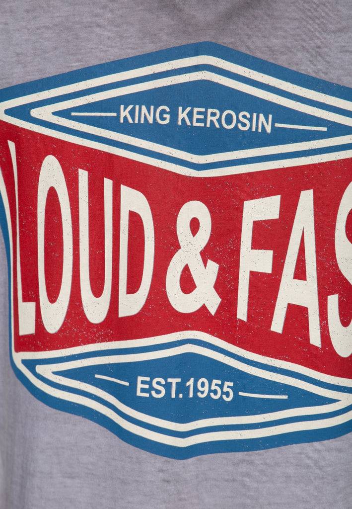Queen Kerosin Oilwash T-Shirt «Loud & Fast» Im Verkauf
