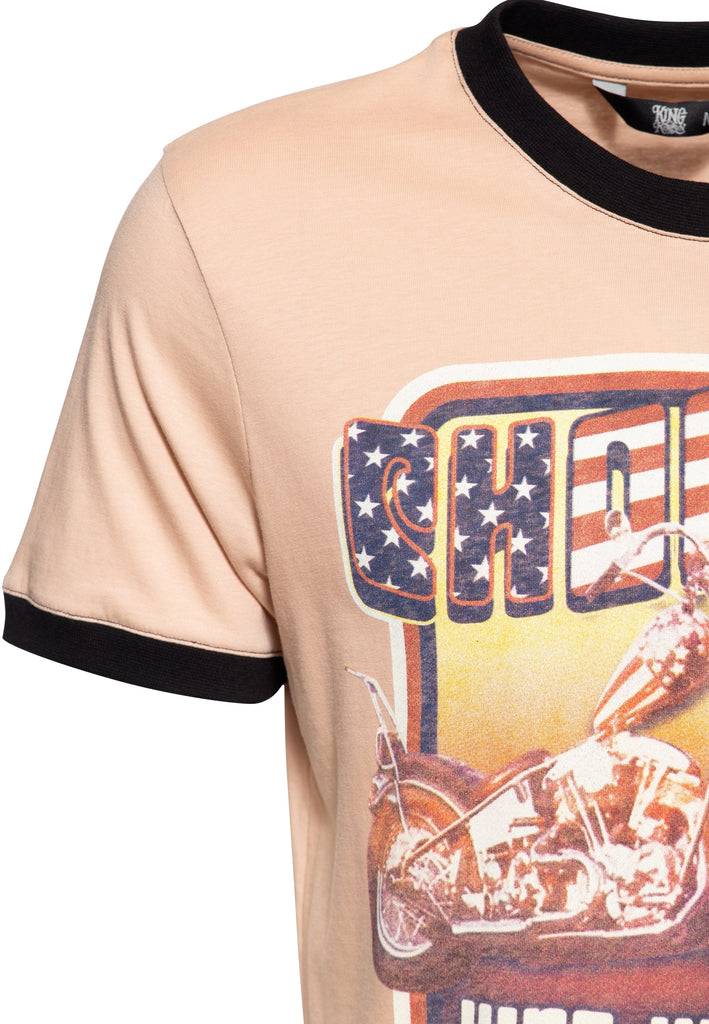 Queen Kerosin Contrast T-Shirt «Chopper USA» zollfrei
