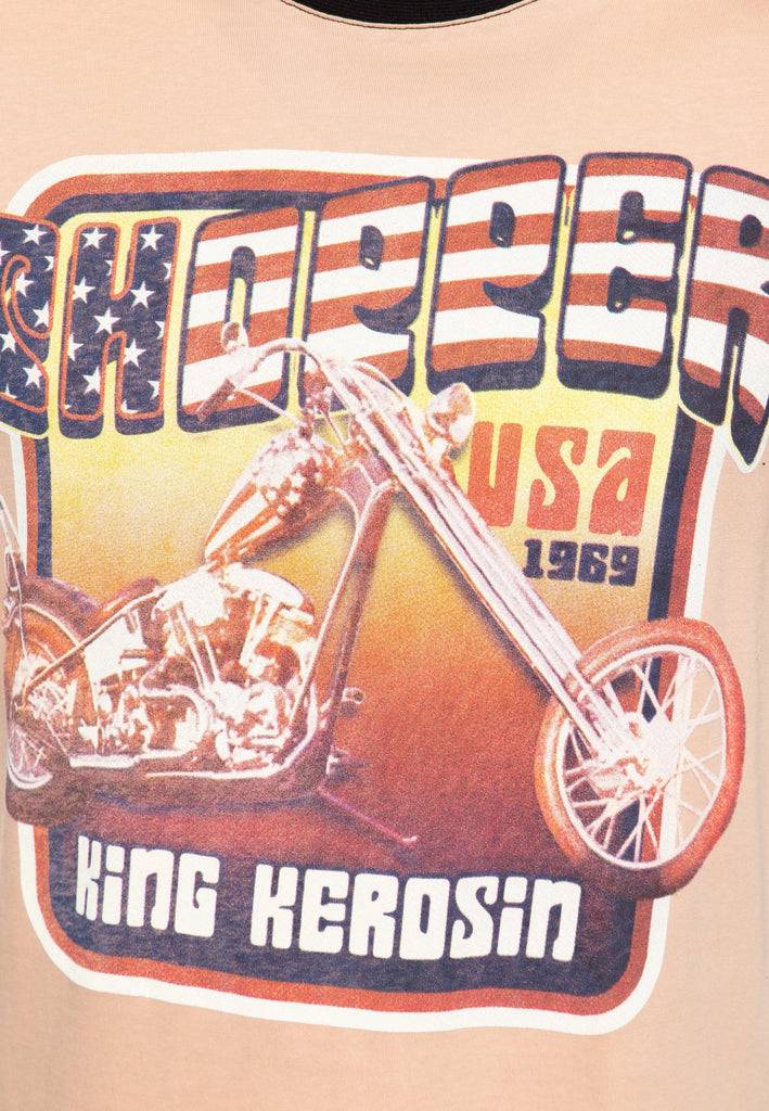 Queen Kerosin Contrast T-Shirt «Chopper USA» zollfrei