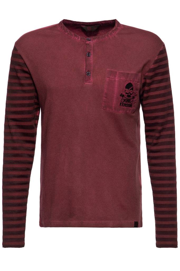 Queen Kerosin Longsleeve mit gestreiften Ärmeln und Stickerei im Rücken «Tough as Nails» Meist gekauft