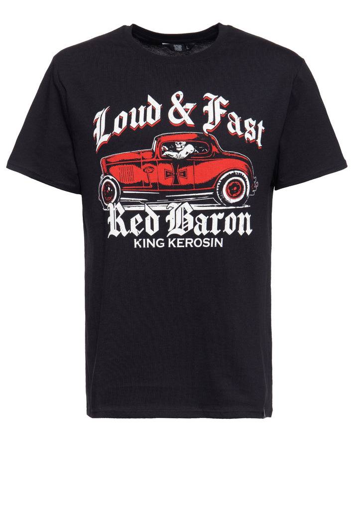 Queen Kerosin T-Shirt mit Print in der Front «Red Baron» Blitzverkäufe