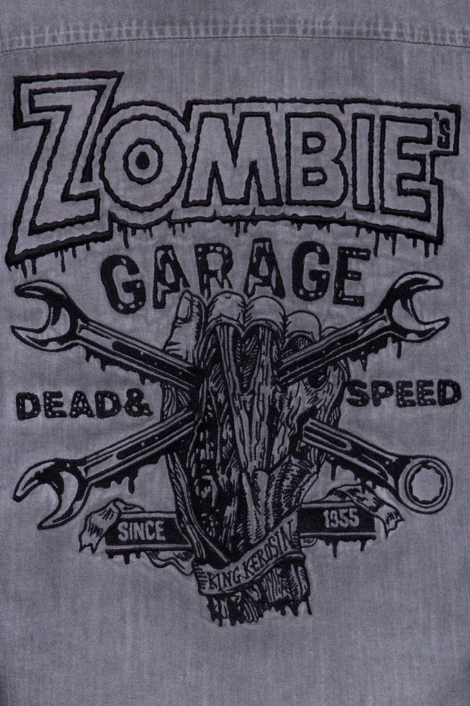 Queen Kerosin Authentisches Langarmhemd «Zombie Garage» Fabrik Onlineshop