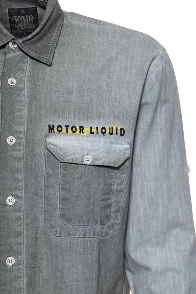 Queen Kerosin Authentisches Langarmhemd «Motor Liquid» Rabatt