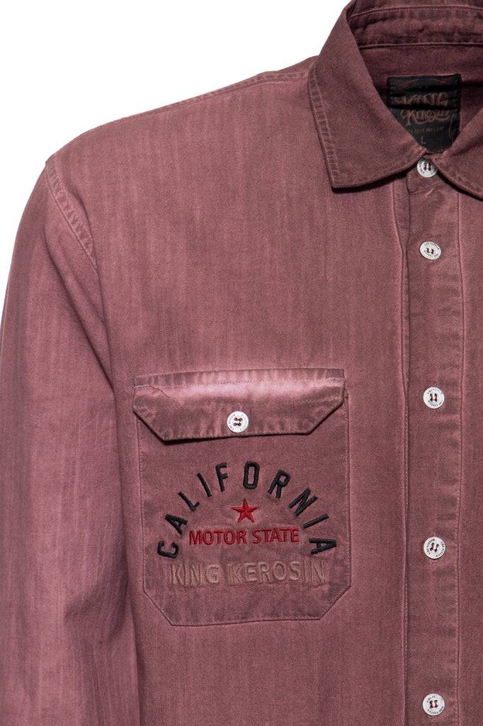 Queen Kerosin Authentisches Langarmhemd «California Bear» Günstig kaufen
