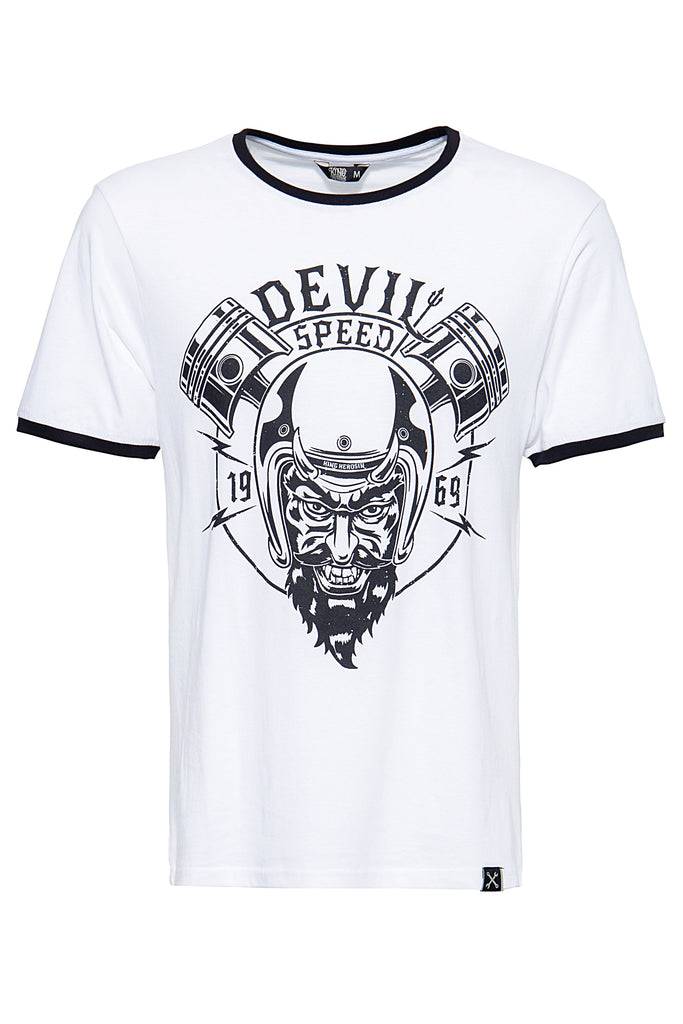 Queen Kerosin Shirt in angesagter Ringer-Optik «Speed Devil» Großer Ausverkauf