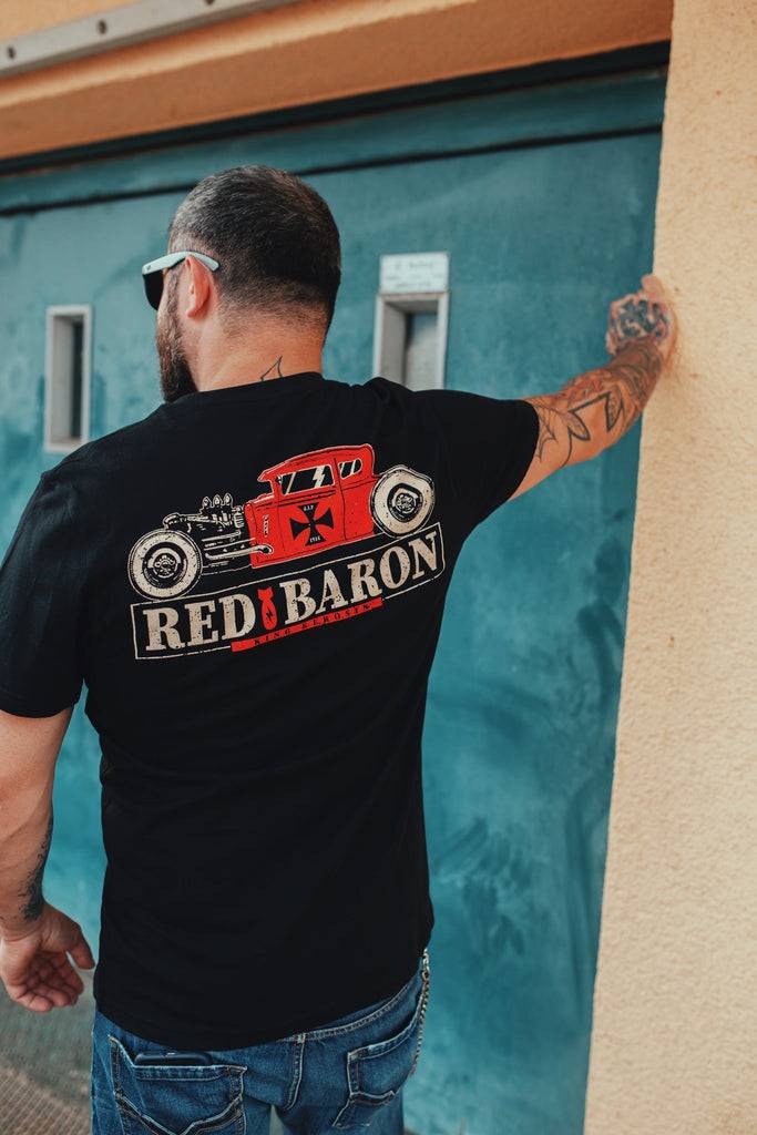 Queen Kerosin Shirt im Retro Style mit Back Print «Red Baron» Online Shopping
