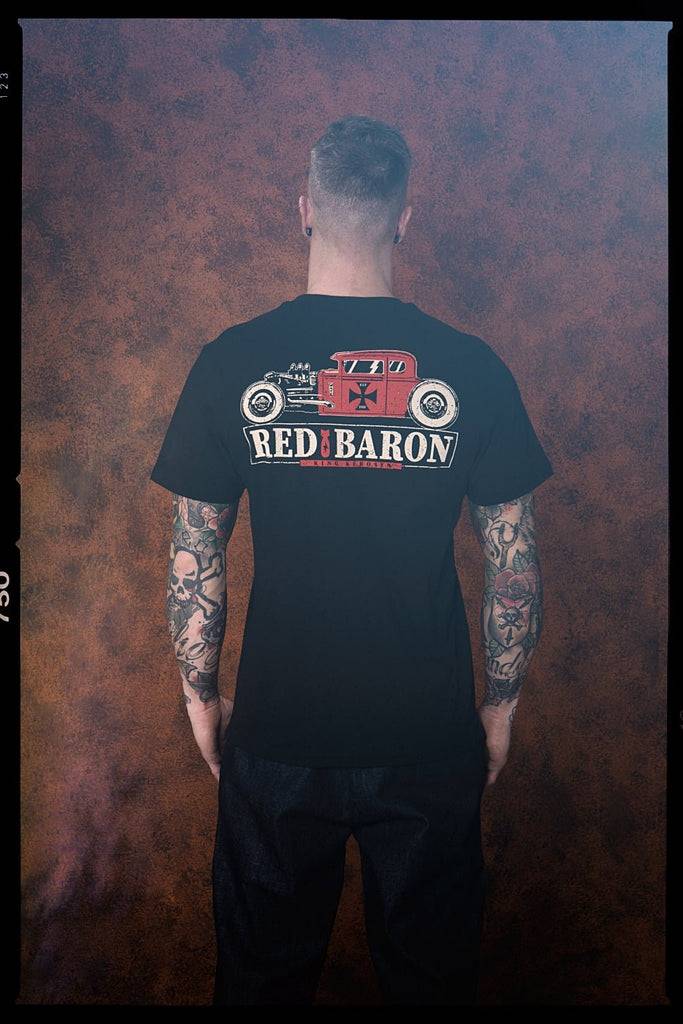 Queen Kerosin Shirt im Retro Style mit Back Print «Red Baron» Online Shopping