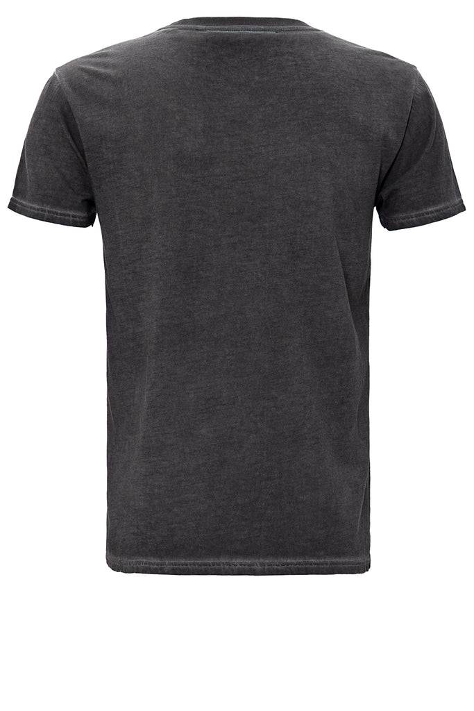 Queen Kerosin Oil Washed Print T-Shirt im Used Look «El Bastardo» Preisnachlass