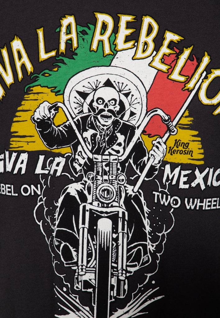 Queen Kerosin Basic T-Shirt aus Baumwolle mit Print «Viva la rebelion» Black Friday