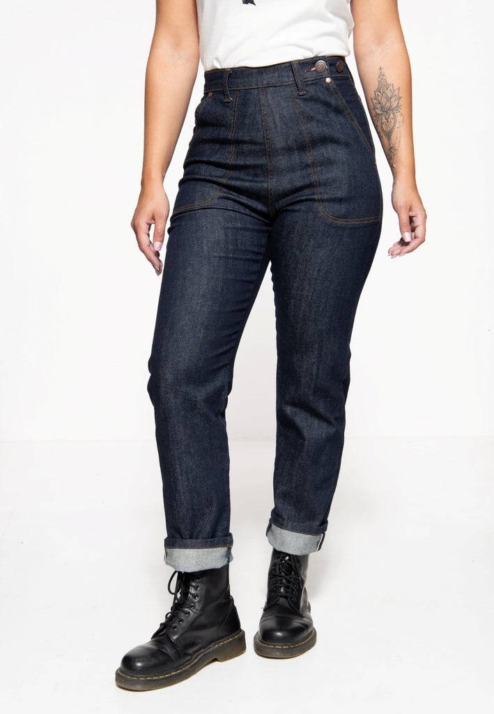 Queen Kerosin 50´s Vintage Jeans Top Angebot