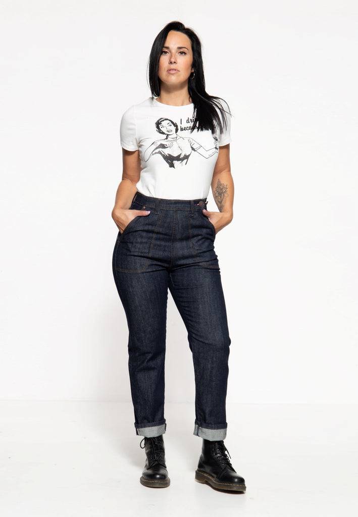 Queen Kerosin 50´s Vintage Jeans Top Angebot