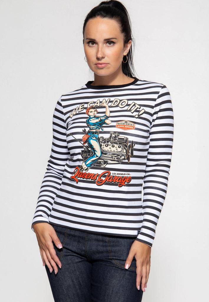 Queen Kerosin Ringel Longsleeve «We can do it» Blitzangebot