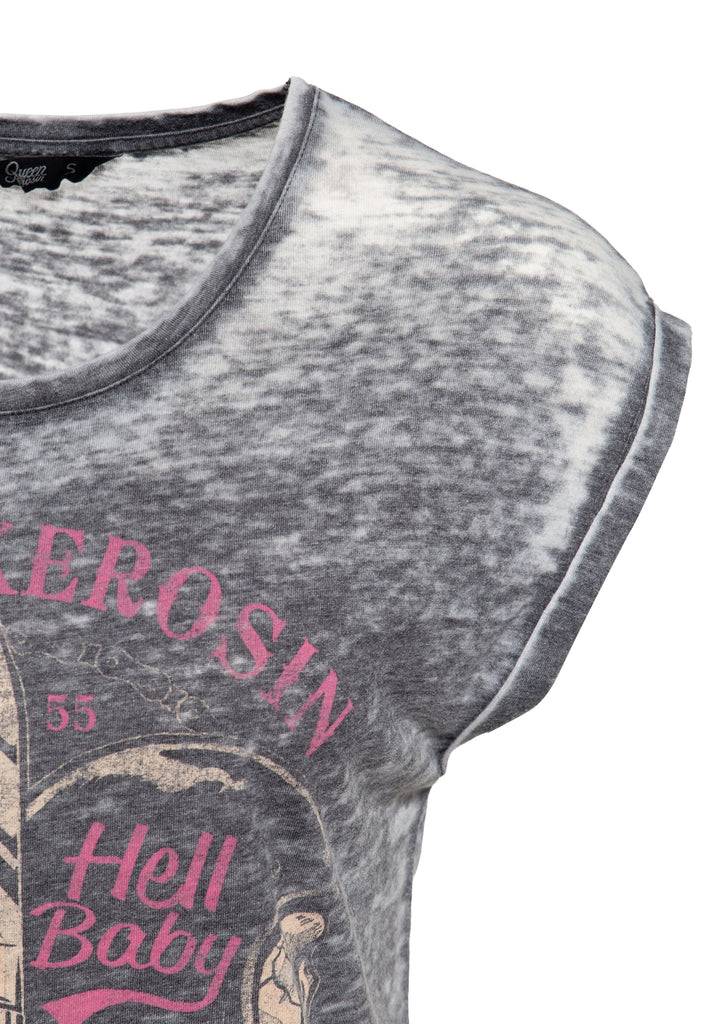 Queen Kerosin Enzyme Wash T-Shirt «Hell Baby» Neuheiten