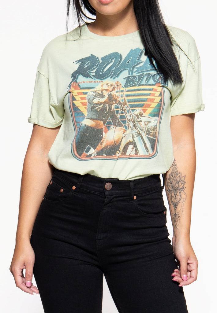 Queen Kerosin Acidwash T-Shirt «Road Queen» Bestseller