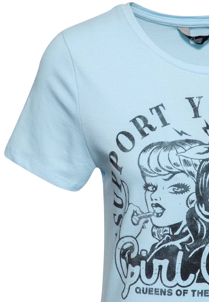 Queen Kerosin Basic T-Shirt «Girl Gang» Tägliche Deals