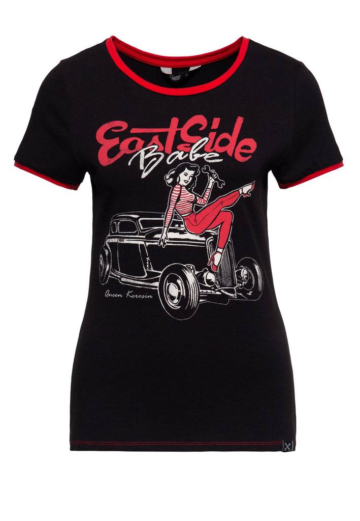 Queen Kerosin Vintage Contrast T-Shirt «East Side Babe» Riesige Ersparnisse