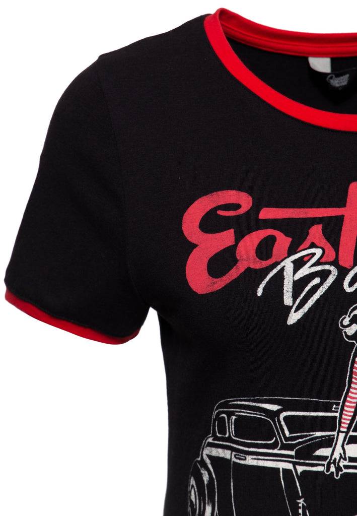 Queen Kerosin Vintage Contrast T-Shirt «East Side Babe» Riesige Ersparnisse